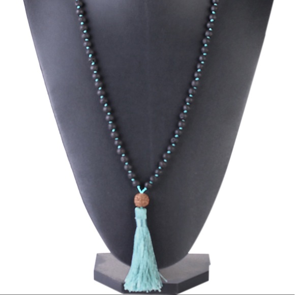 Lava stone and Rudraksha mala necklace - Picture 8 of 8